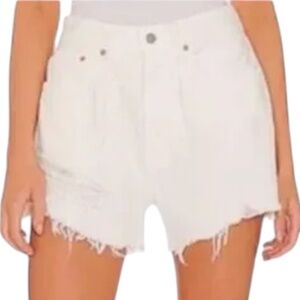 DENIMIST Brooke Short Distressed Raw Hem Denim Shorts in White